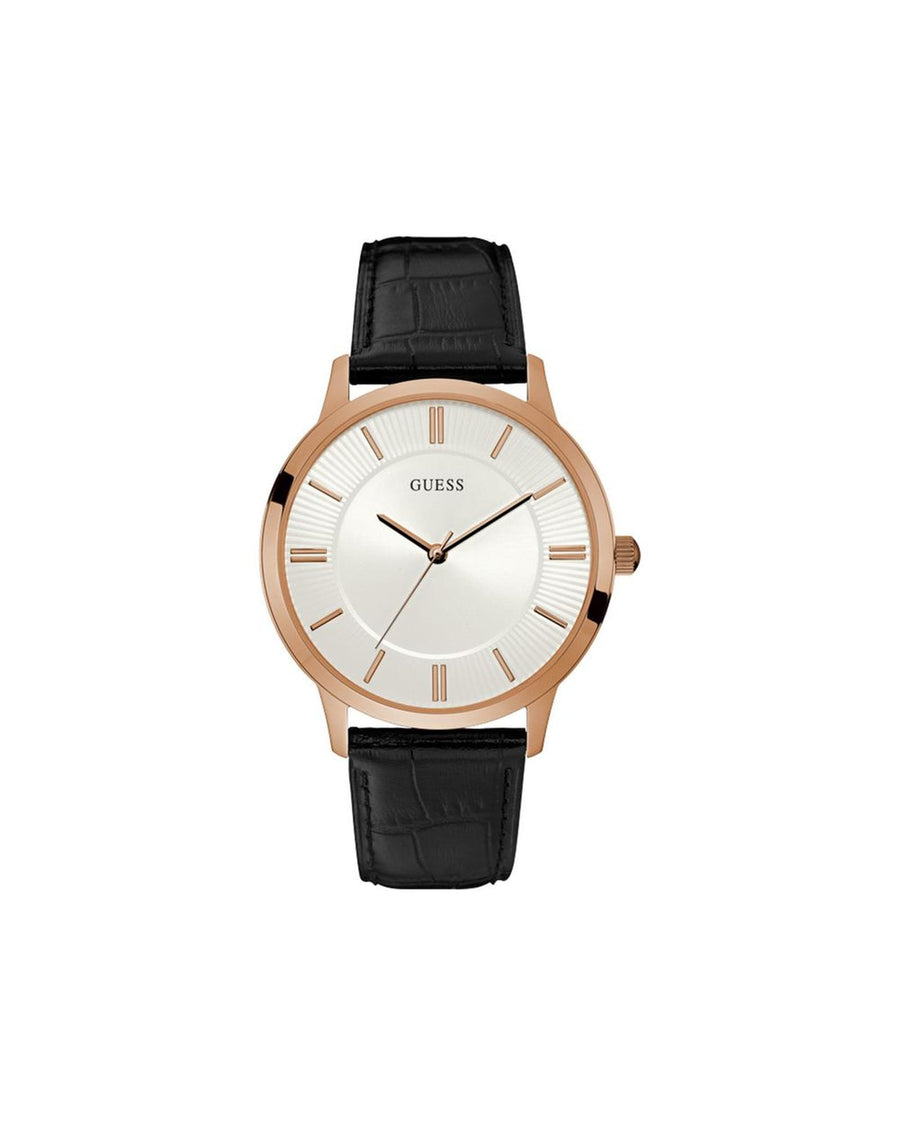 Guess Men's Black Leather Watch - One Size