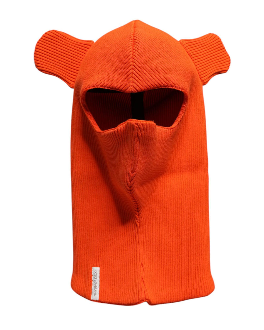 Dolce & Gabbana Men's Orange Cotton Whole Head Wrap Balaclava Hat - One Size