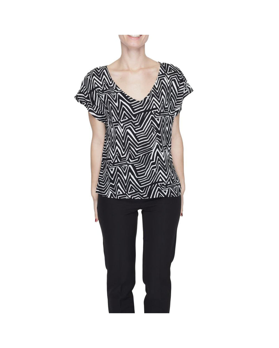 Jacqueline De Yong Women's Black And White Viscose Tops & T-Shirt - 40 IT