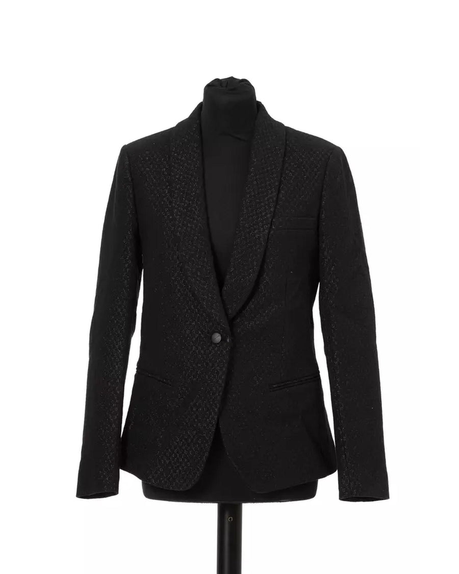 Lurex Detailed Fabric Jacket with Slim Cut and One Button Closure 46 IT Women