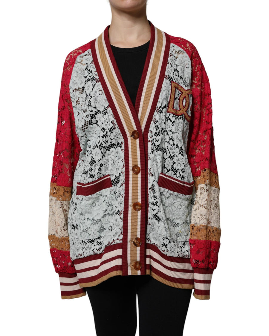 Dolce & Gabbana Women's Multicolor Floral Lace Cardigan Sweater - 40 IT