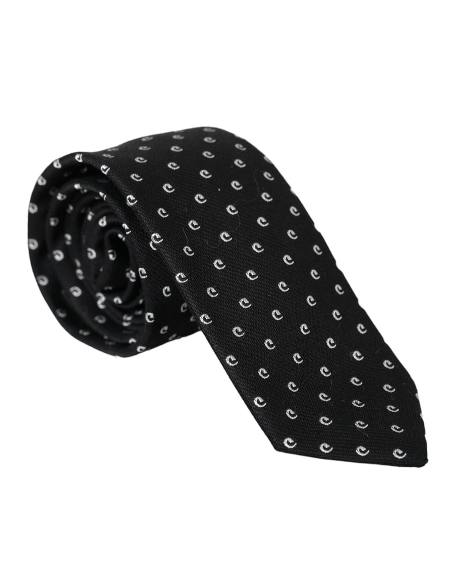 Dolce & Gabbana Men's Black Logo Cotton Blend Adjustable Tie - One Size