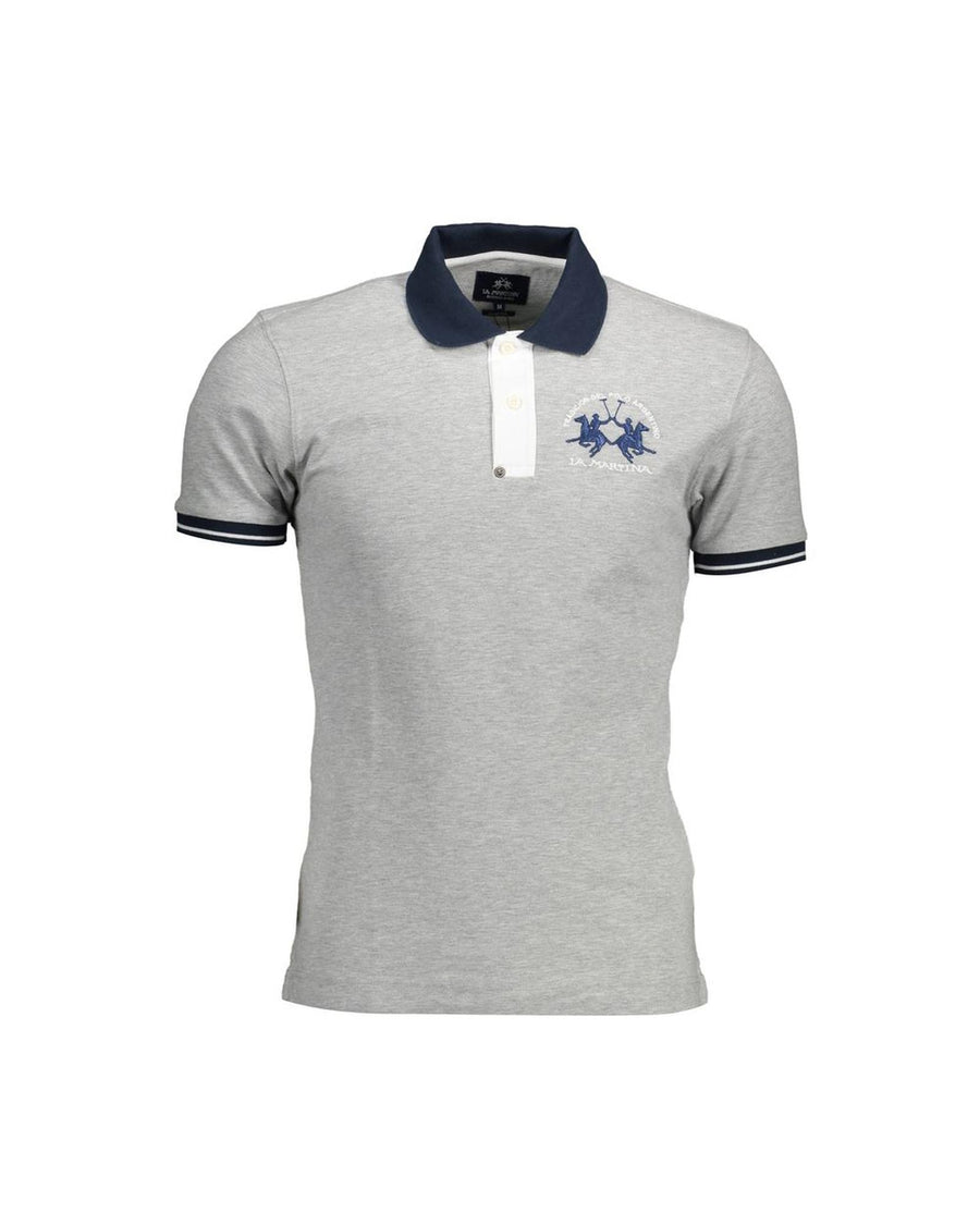 La Martina Men's Gray Cotton Polo Shirt - 2XL