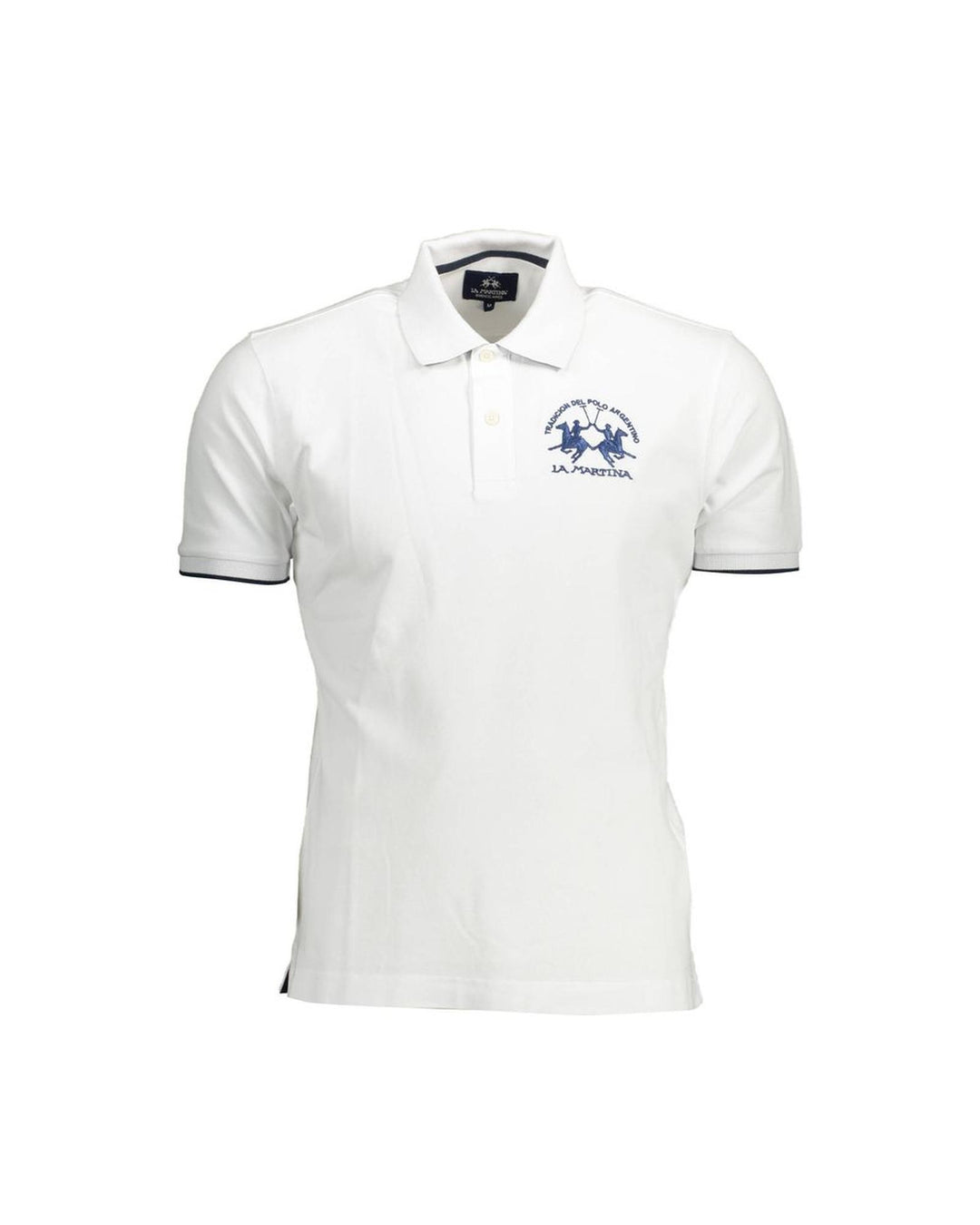 La Martina Men's White Cotton Polo Shirt - M