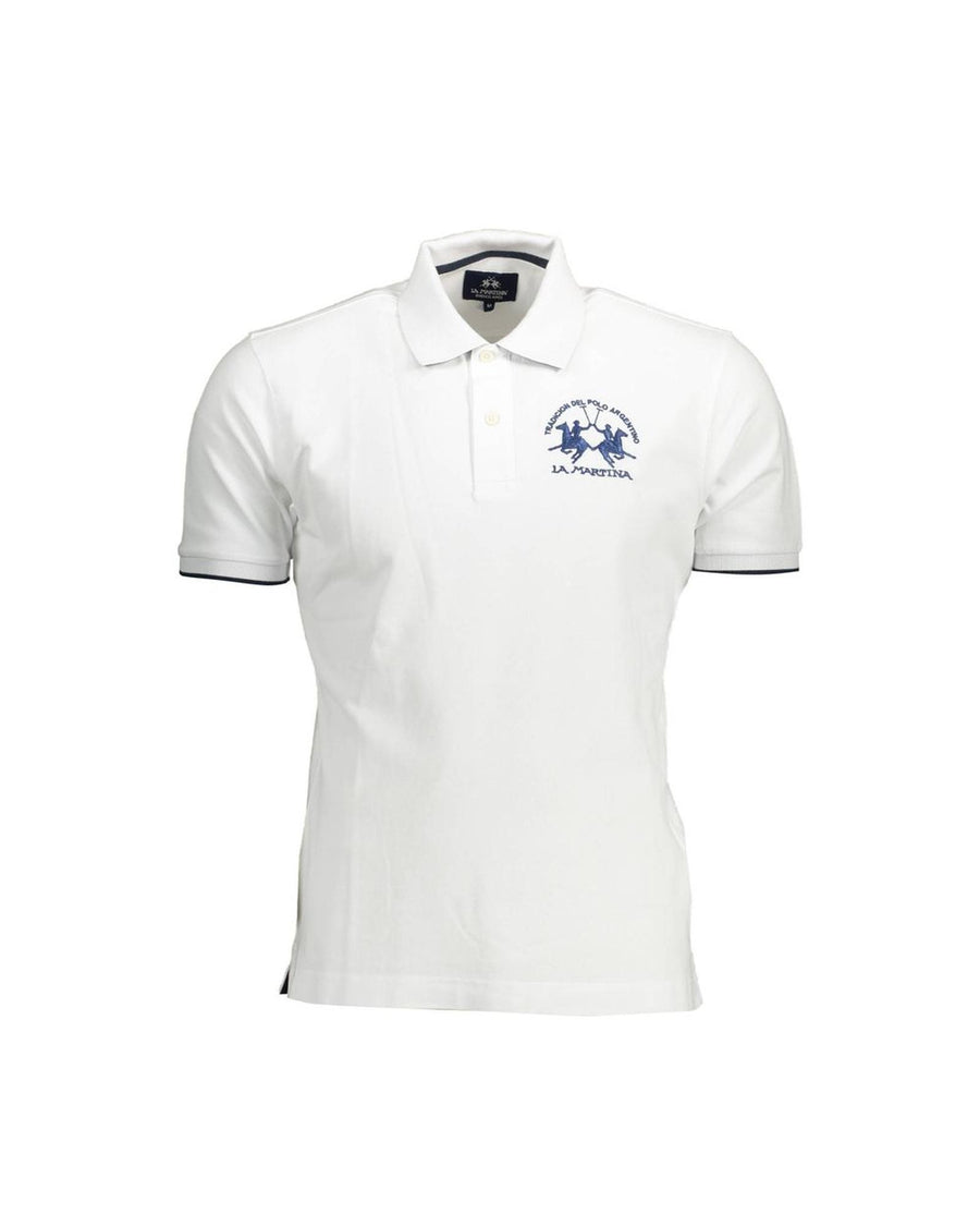 La Martina Men's White Cotton Polo Shirt - XL