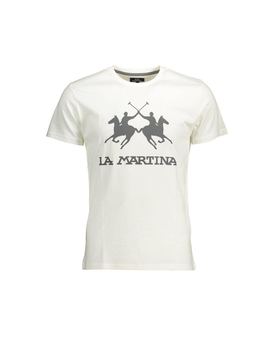 La Martina Men's White Cotton T-Shirt - M