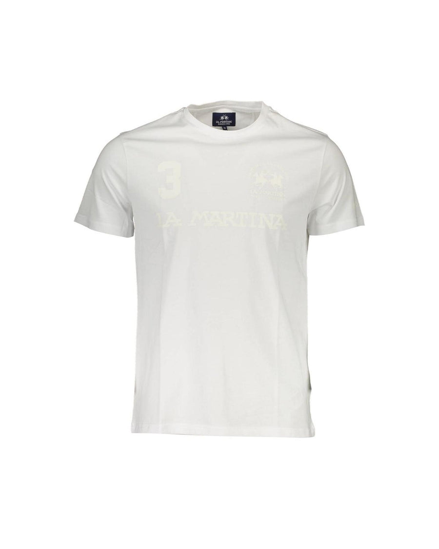 La Martina Men's White Cotton T-Shirt - M