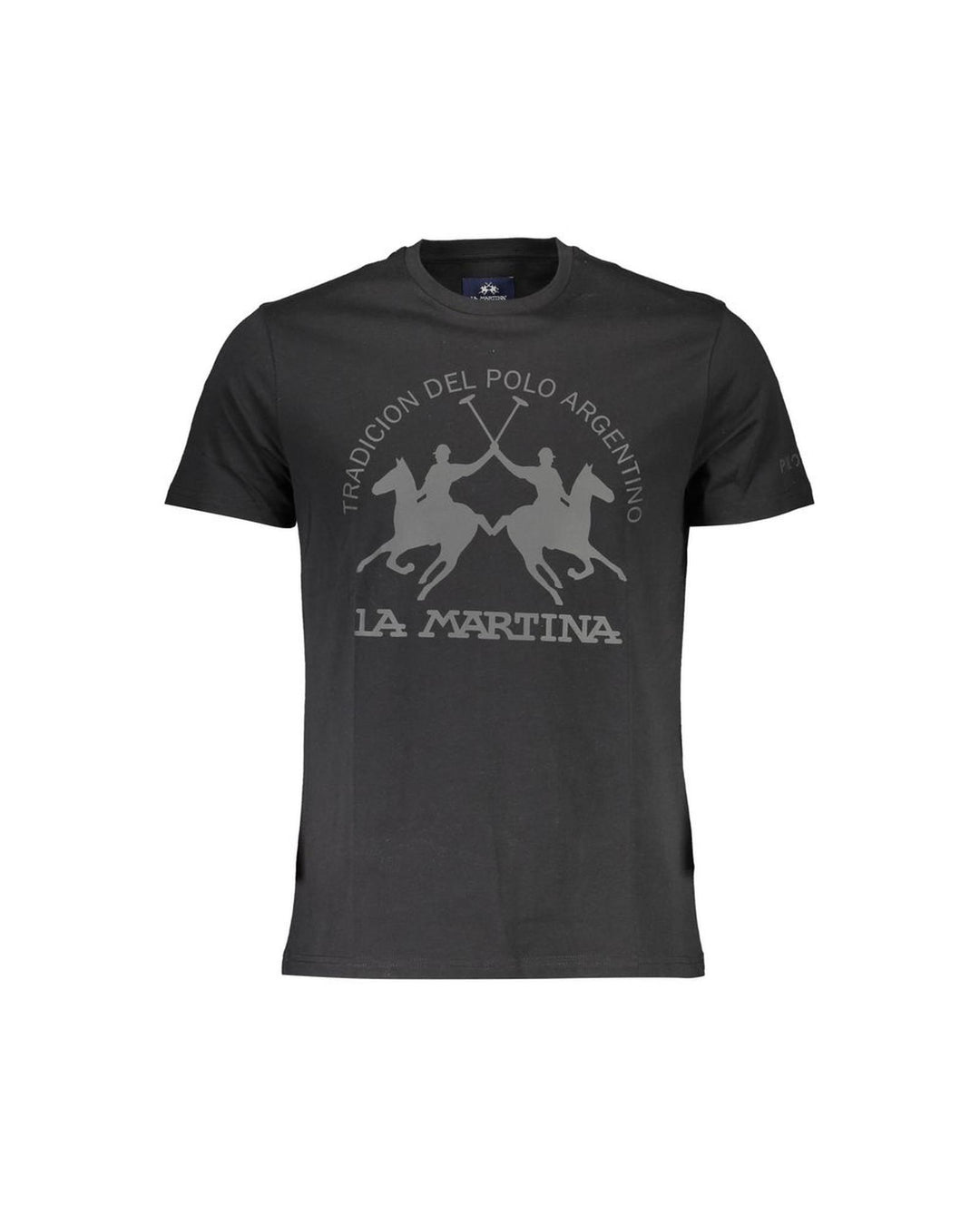 La Martina Men's Sleek Black Cotton Tee with Elegant Print - M
