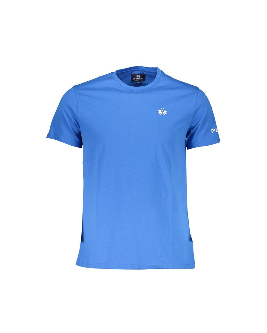 La Martina Men's Elegant Blue Embroidered Logo Tee - M