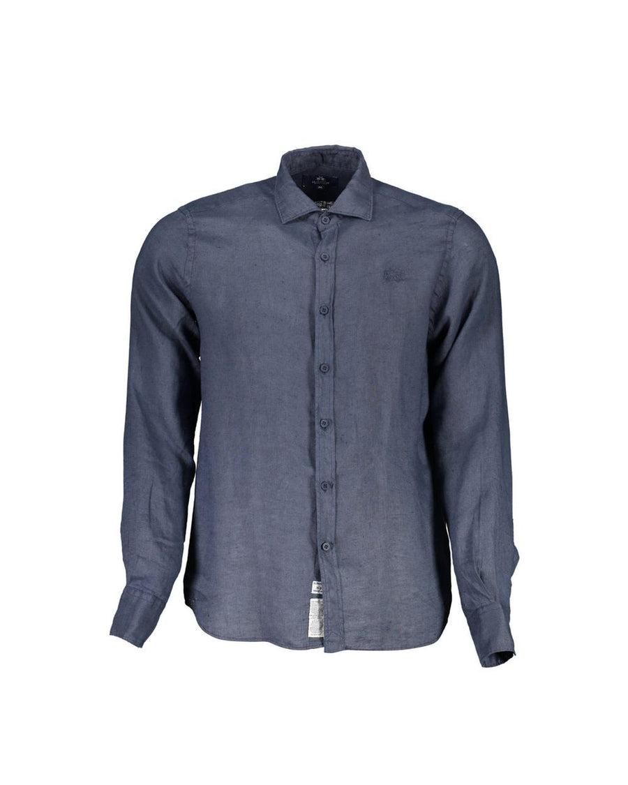La Martina Men's Blue Linen Shirt - S