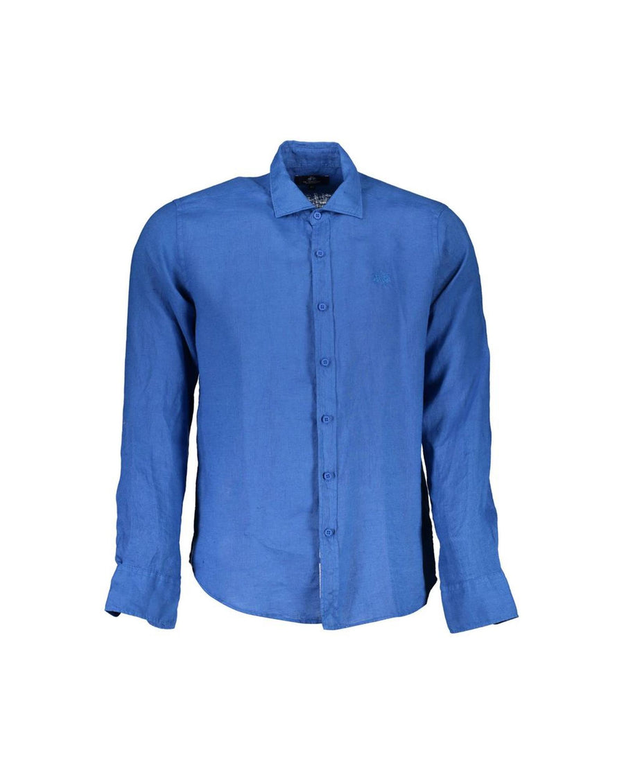 La Martina Men's Blue Linen Shirt - M