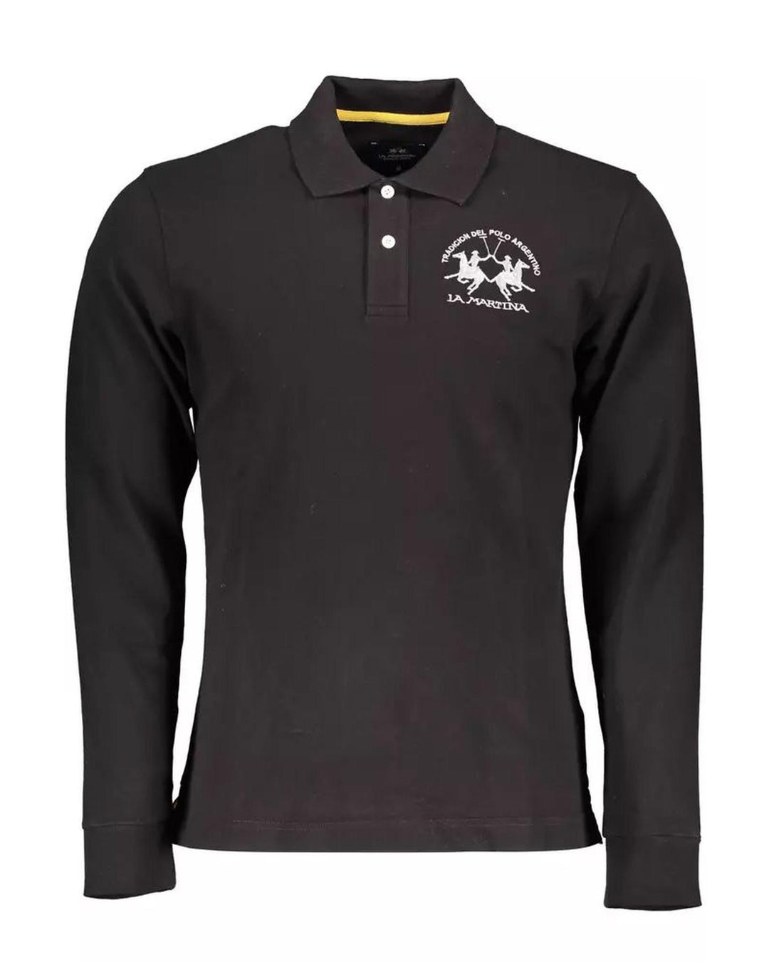 La Martina Men's Black Cotton Polo Shirt - L