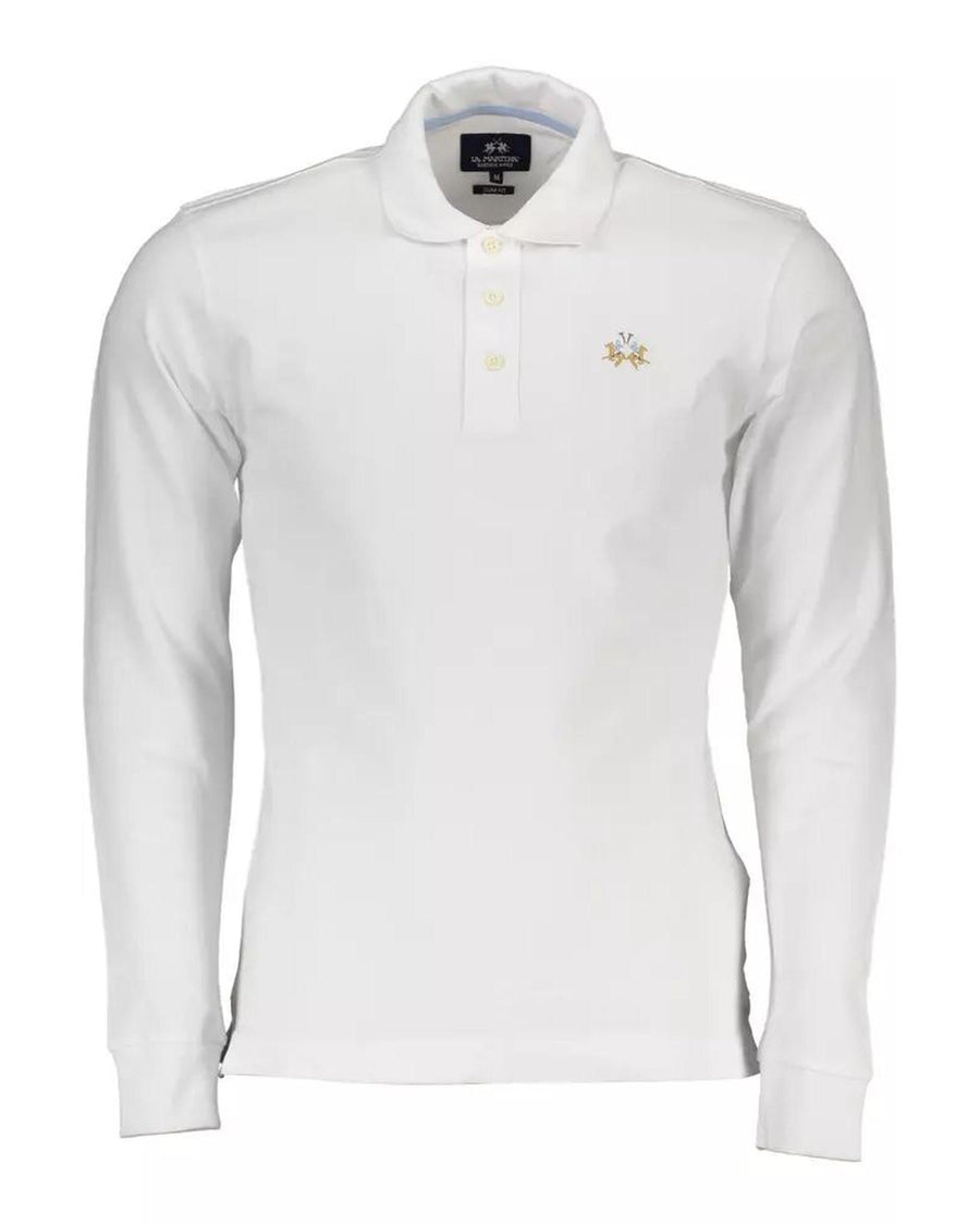 La Martina Men's White Cotton Polo Shirt - L