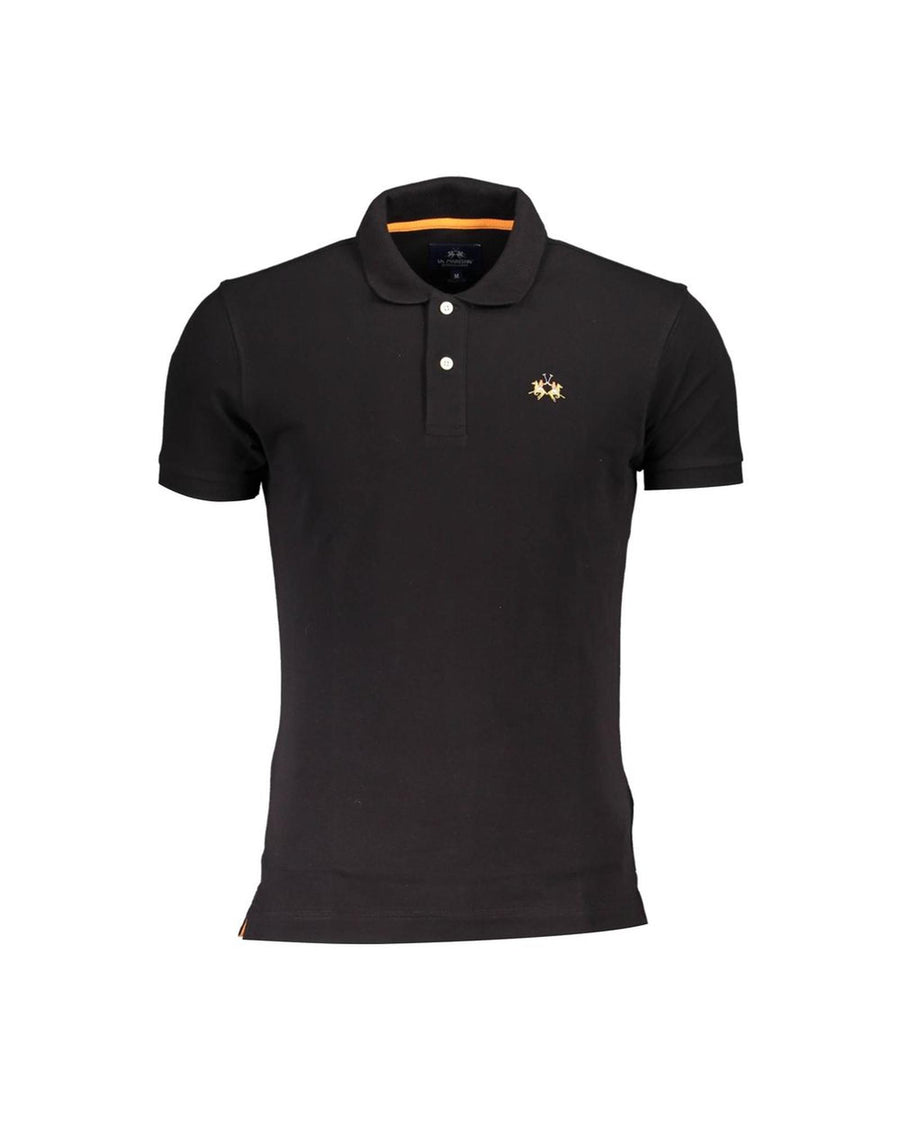La Martina Men's Black Cotton Polo Shirt - M