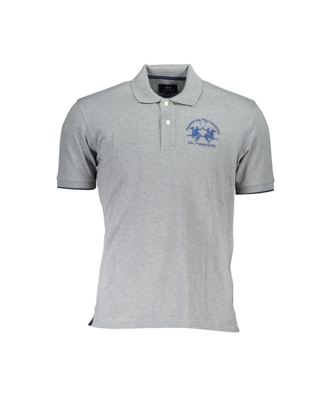 La Martina Men's Gray Cotton Polo Shirt - M