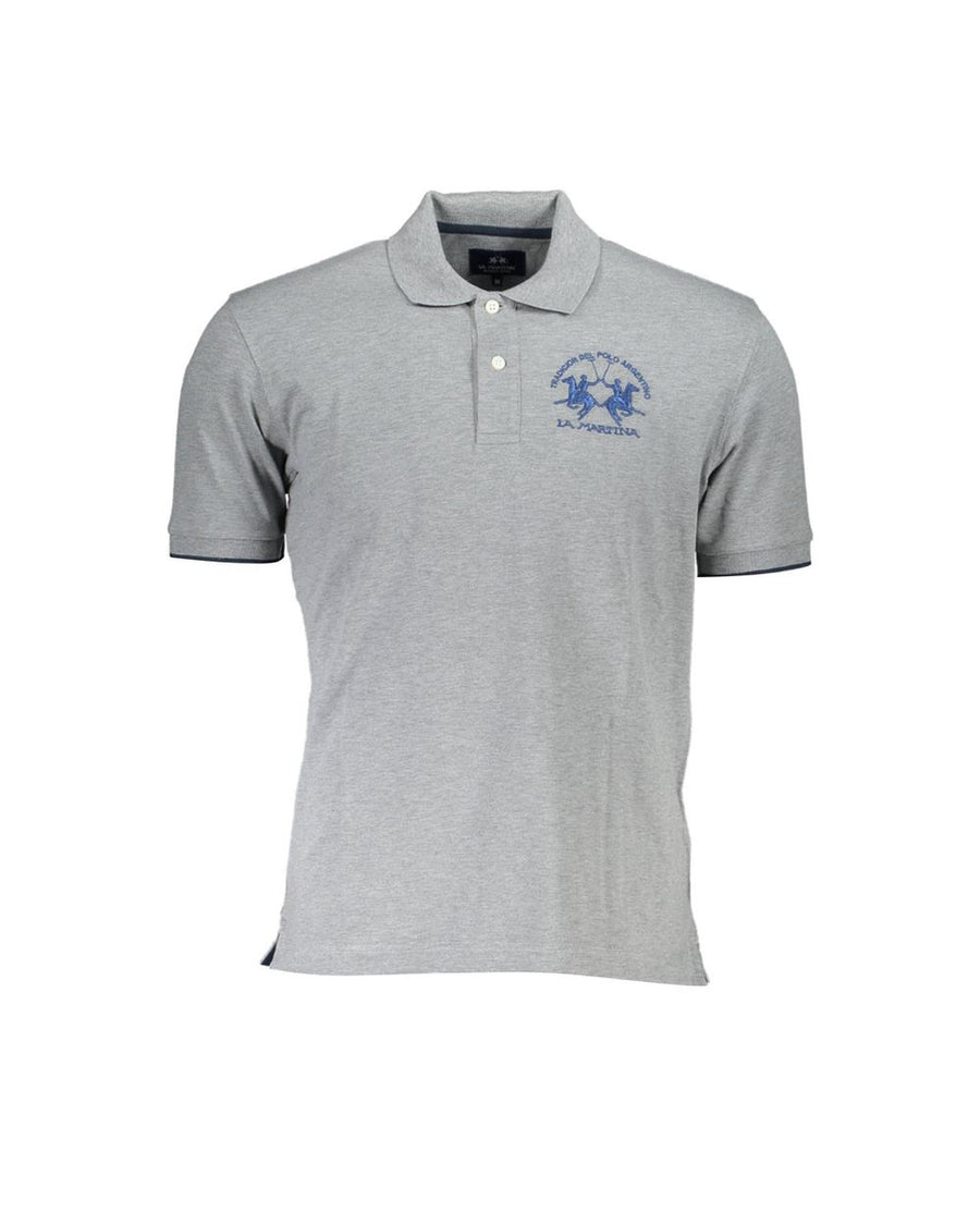 La Martina Men's Gray Cotton Polo Shirt - M