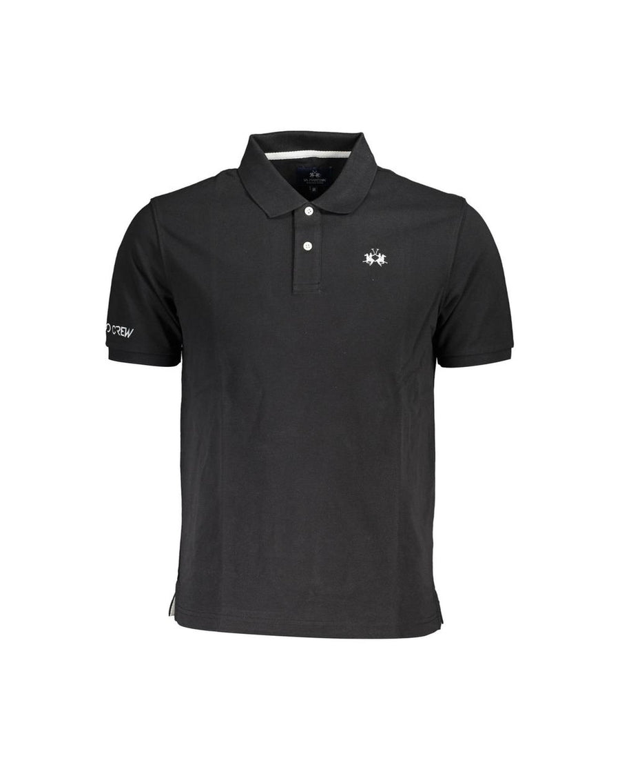 La Martina Men's Black Cotton Polo Shirt - XL