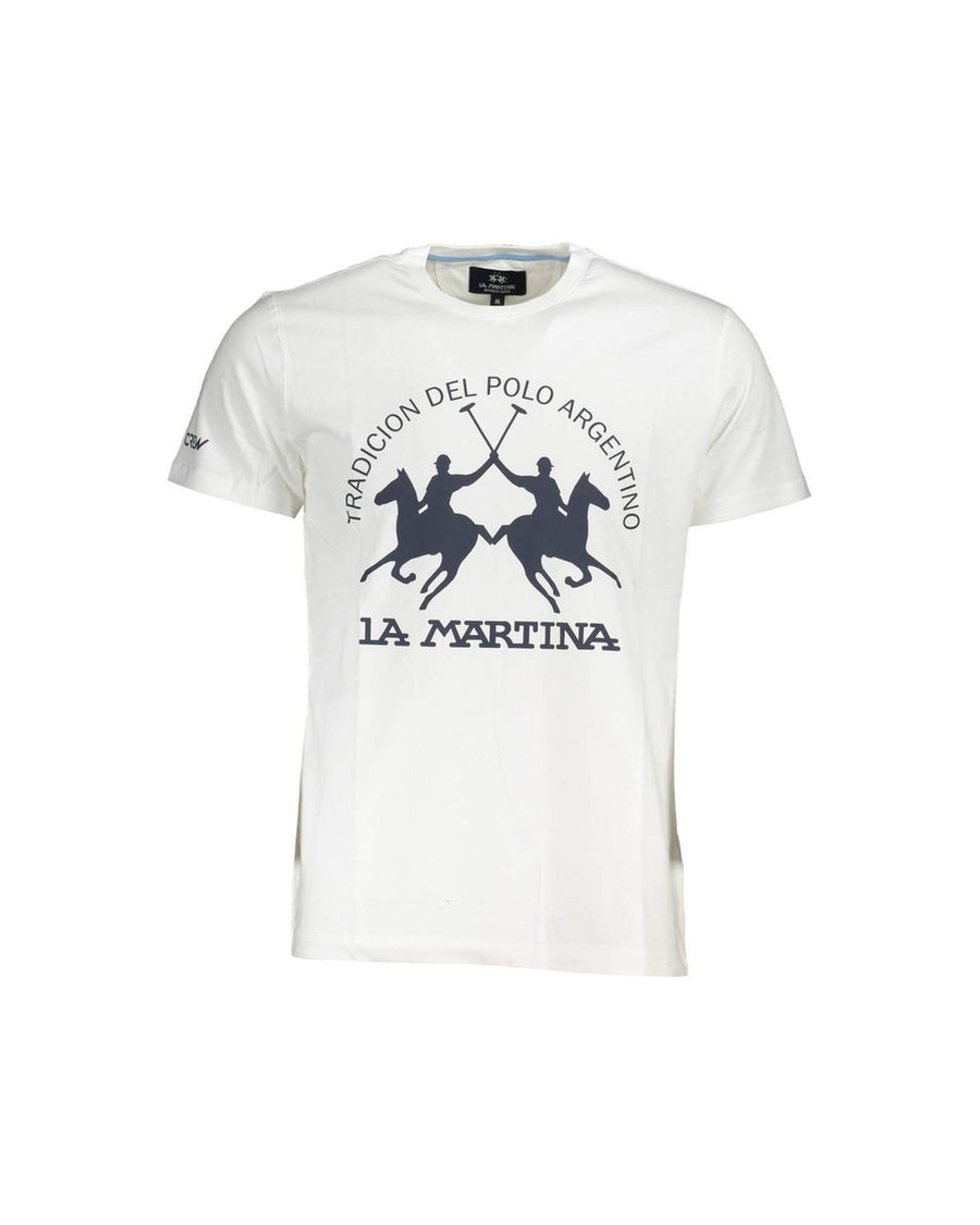 La Martina Men's White Cotton T-Shirt - L