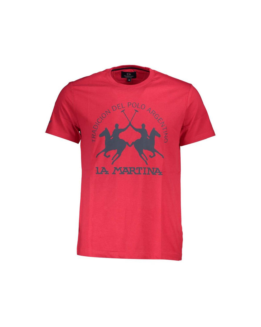 La Martina Men's Red Cotton T-Shirt - L