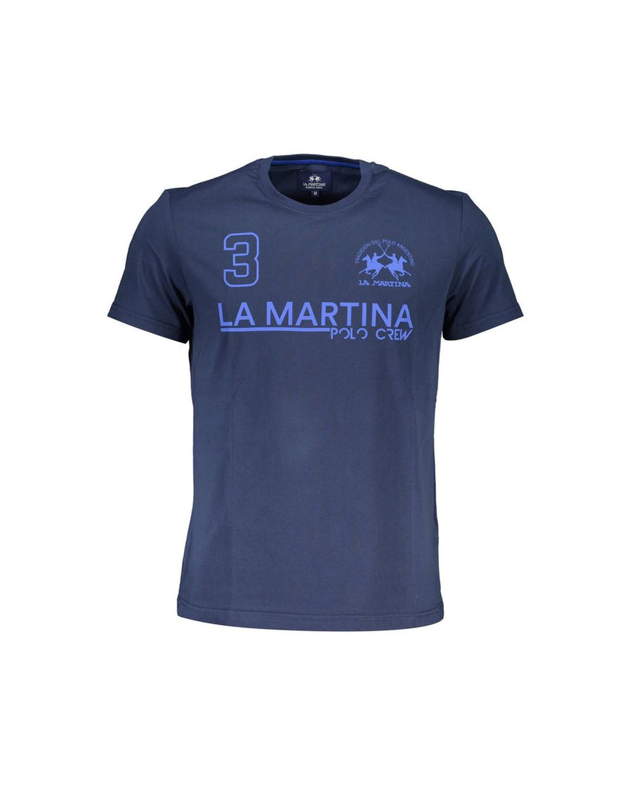 La Martina Men's Blue Cotton T-Shirt - XL