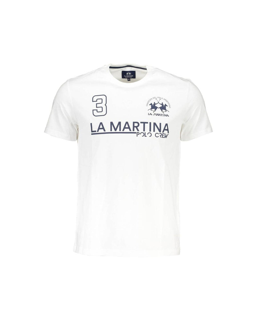 La Martina Men's White Cotton T-Shirt - M