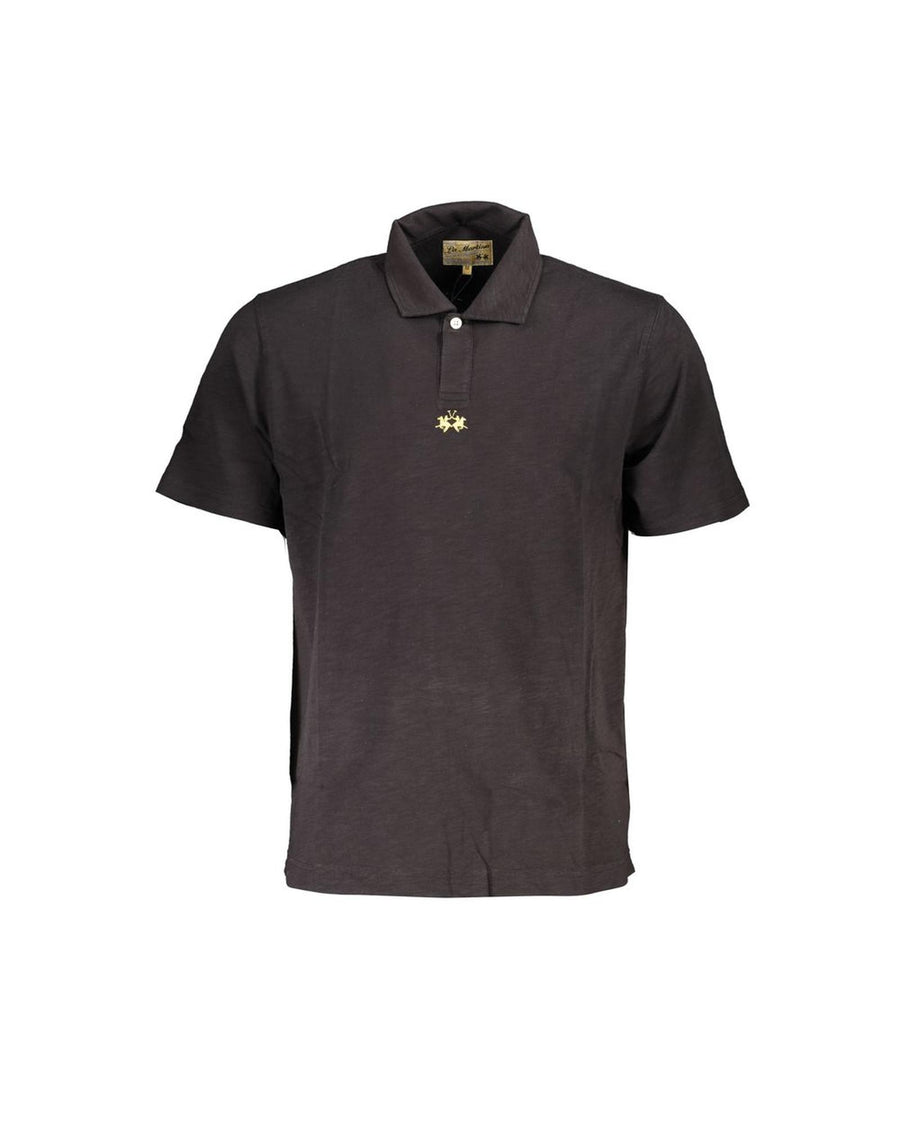 La Martina Men's Black Cotton Polo Shirt - S