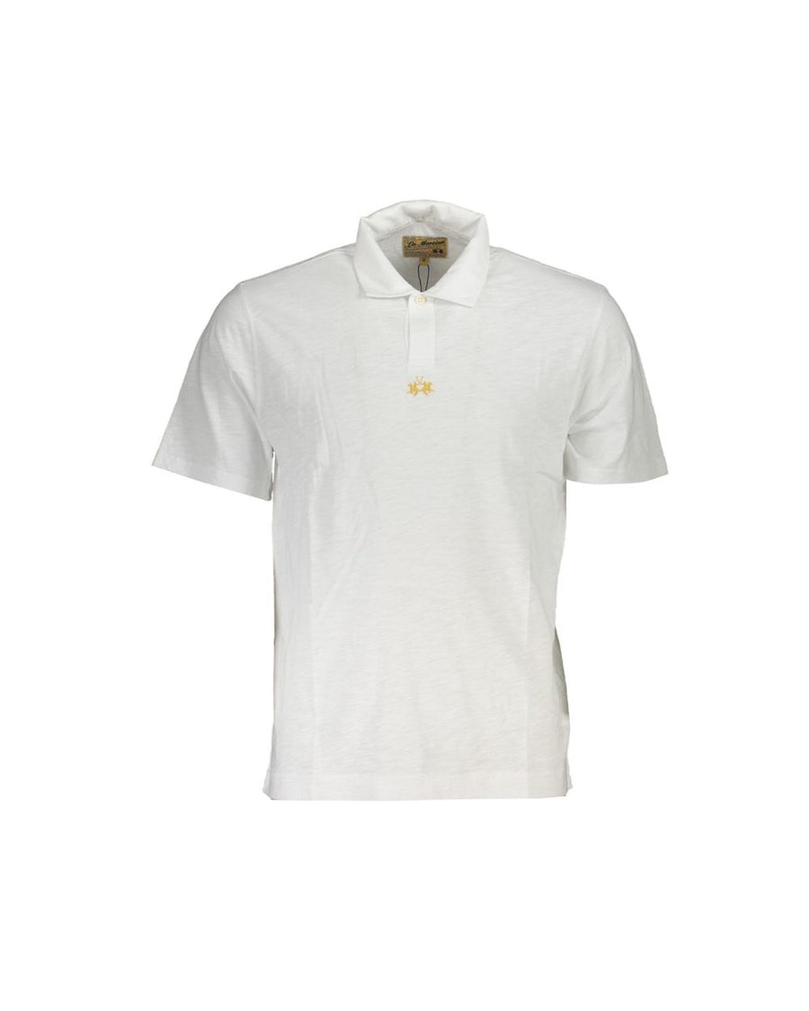 La Martina Men's White Cotton Polo Shirt - L