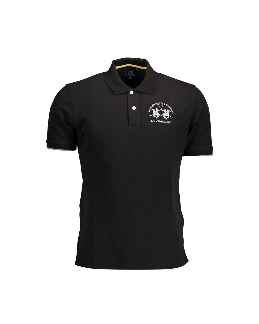 La Martina Men's Black Cotton Polo Shirt - S