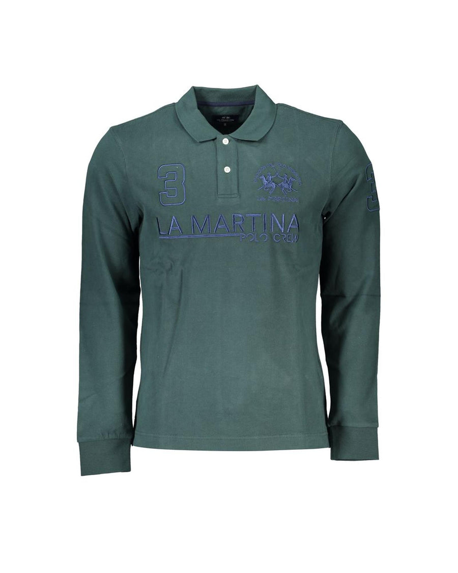 La Martina Men's Classic Green Polo Shirt with Embroidery Detail - XL