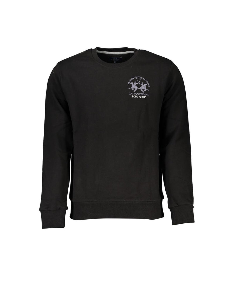 La Martina Men's Black Cotton Sweater - M