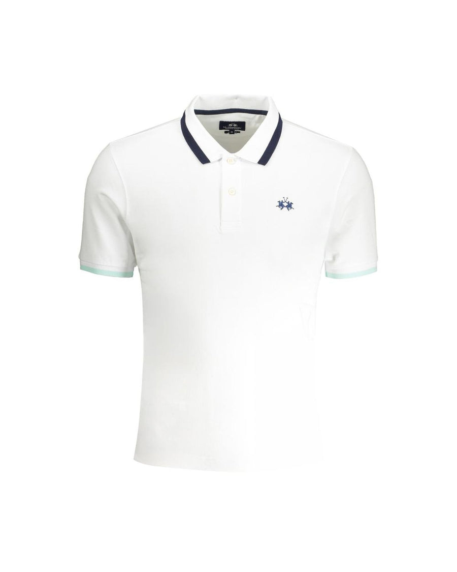 La Martina Men's White Cotton Polo Shirt - M