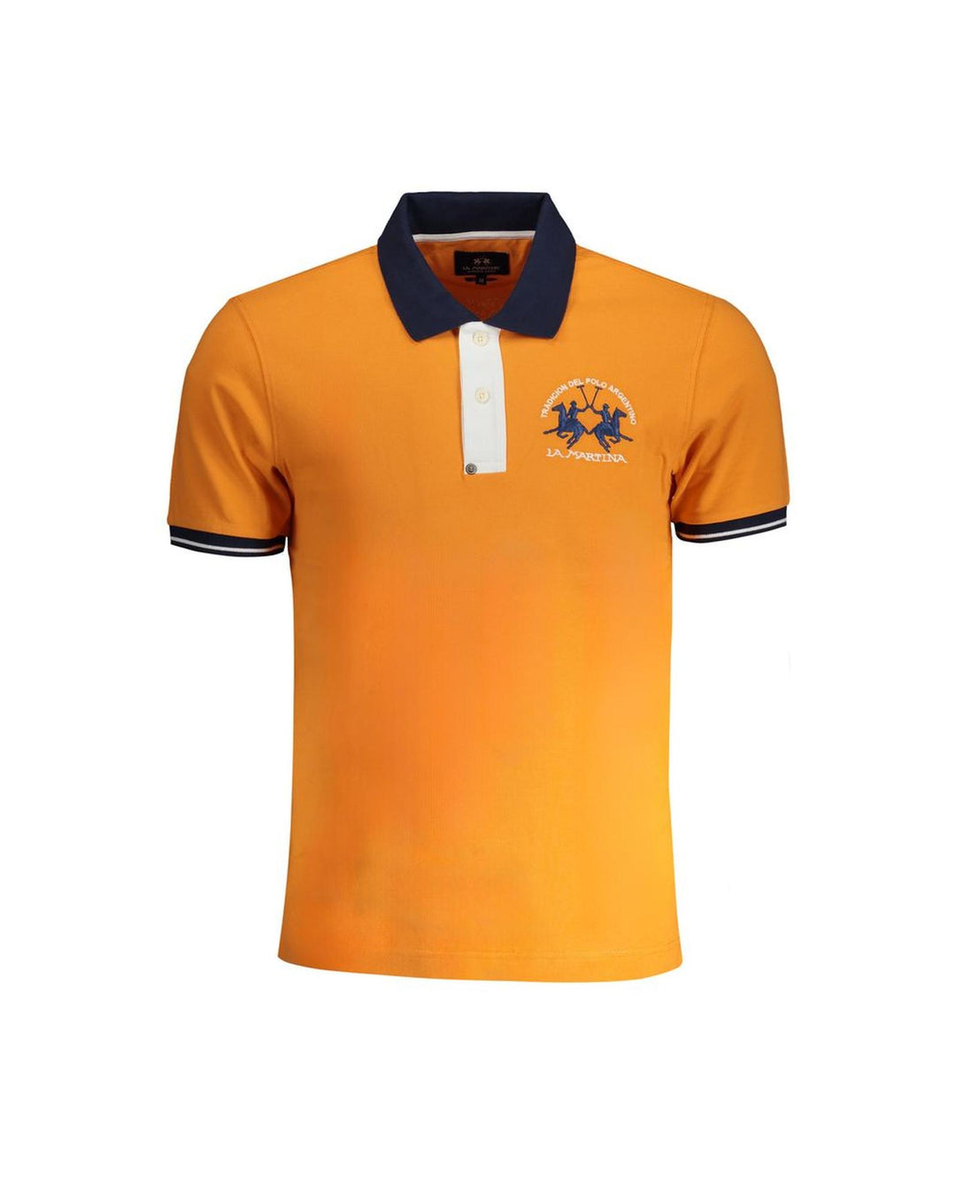 La Martina Men's Orange Cotton Polo Shirt - S