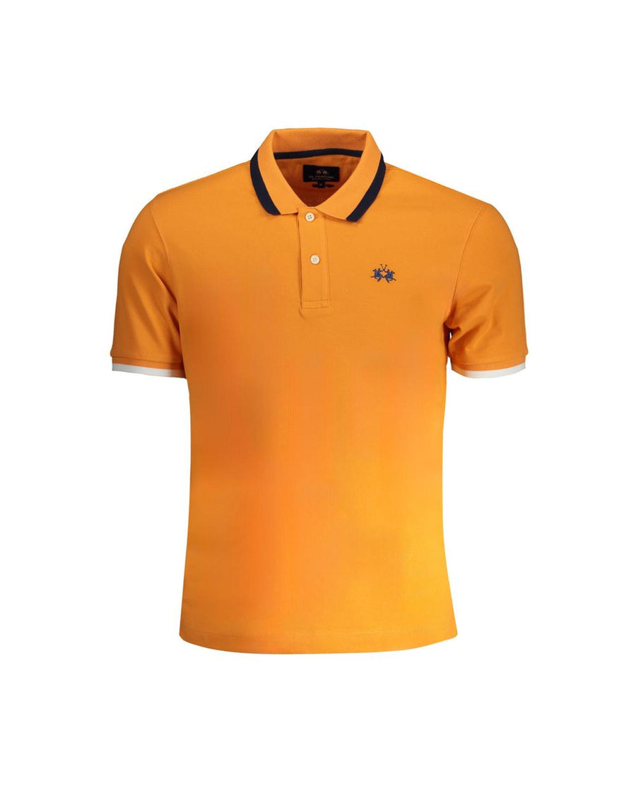 La Martina Men's Orange Cotton Polo Shirt - S