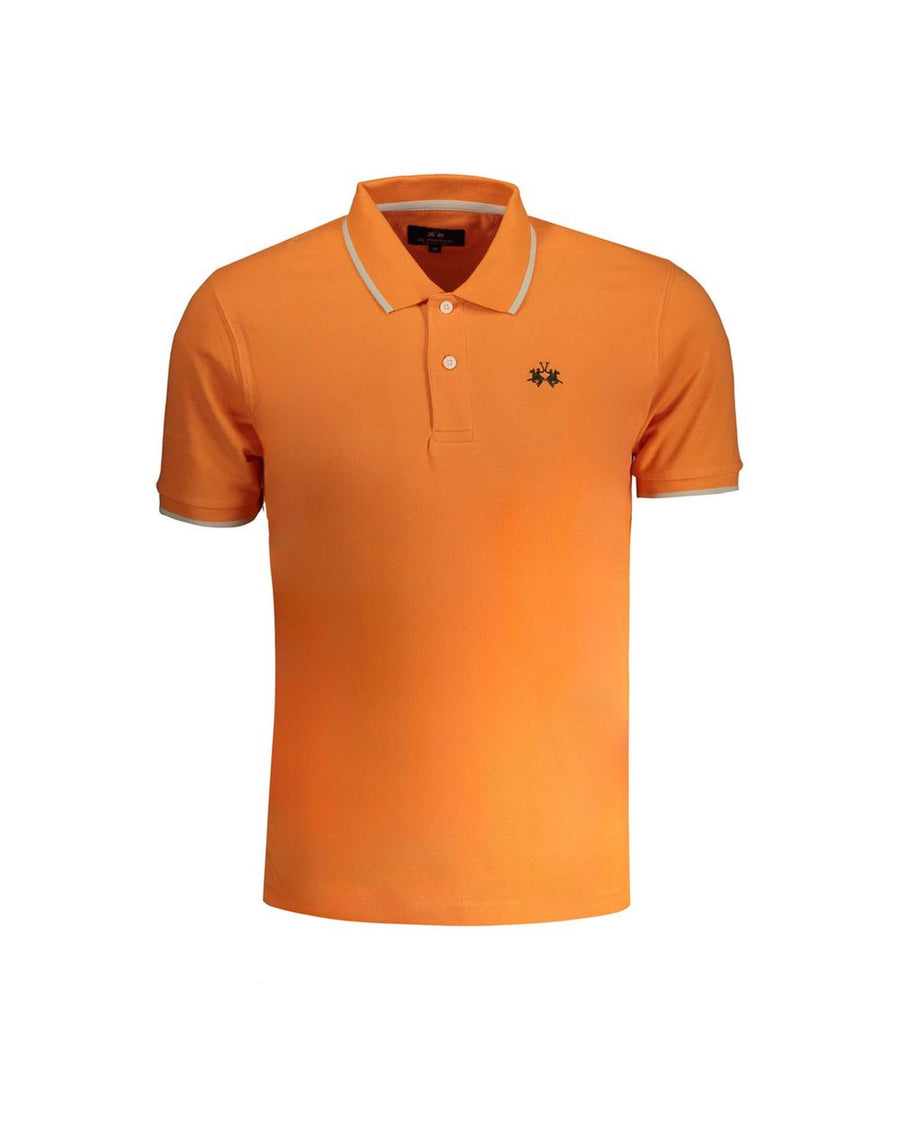 La Martina Men's Orange Cotton Polo Shirt - M