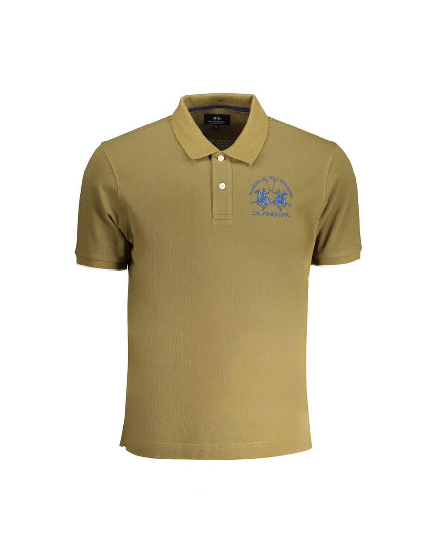 La Martina Men's Green Cotton Polo Shirt - M