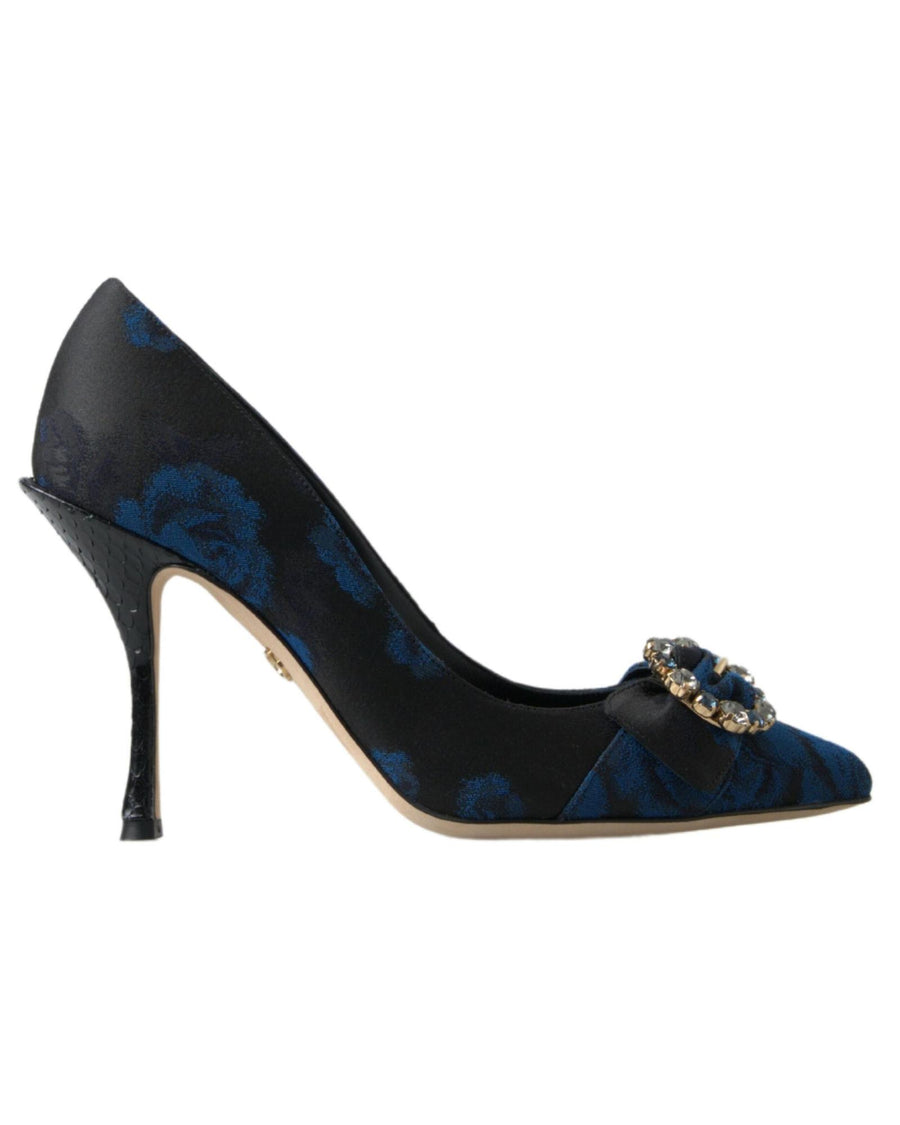 Dolce & Gabbana Women's Blue Floral Ayers Crystal Pumps Shoes - 37 EU