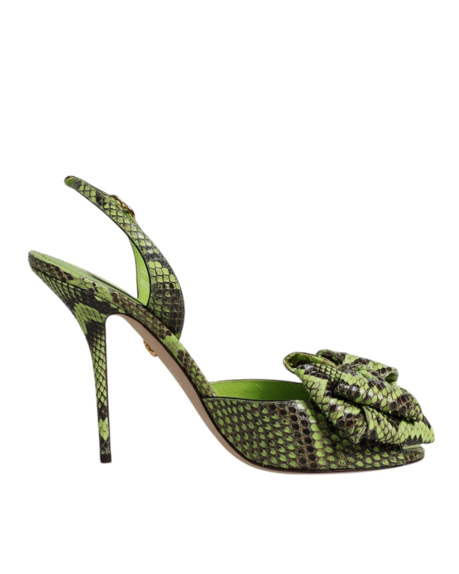 Dolce & Gabbana Women's Green Python Leather Heels Sandals Shoes - 40 EU