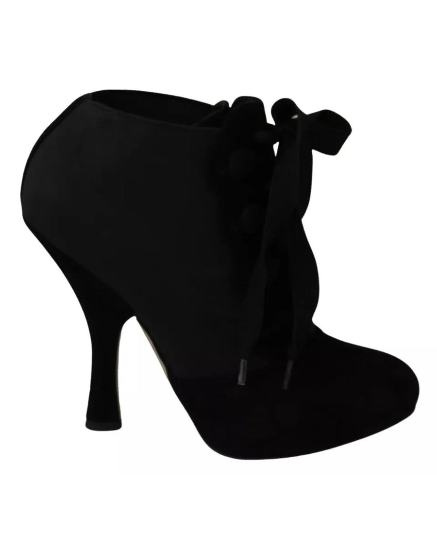 Dolce & Gabbana Women's Black Suede Stretch Ankle Boots Booties Shoes - 36 EU