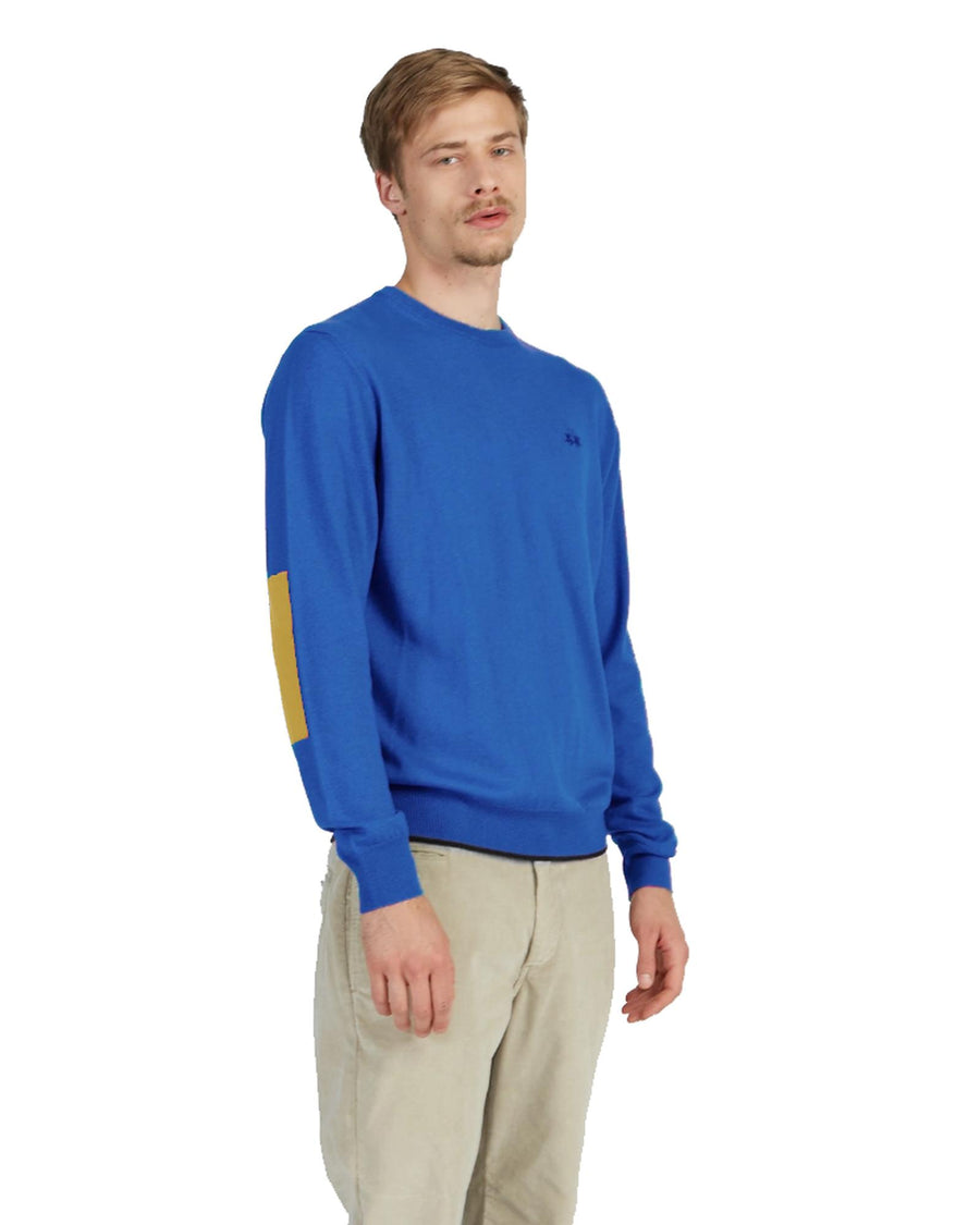 Embroidered Logo Crew Neck Sweater with Patch Detail M Men