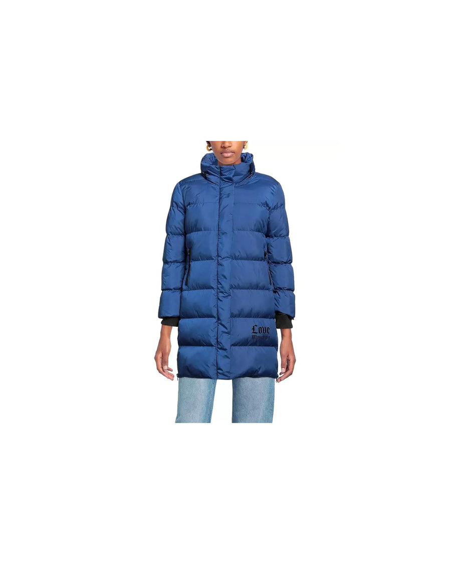 Long Down Jacket with Zip Closure and Logo Print 40 IT Women