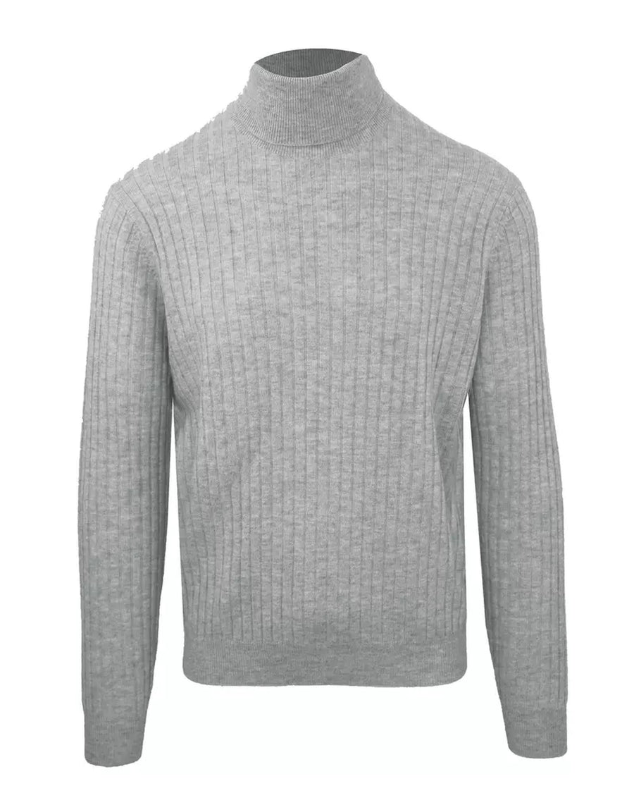 Cashmere Wool Blend Ribbed Turtleneck Sweater XL Men