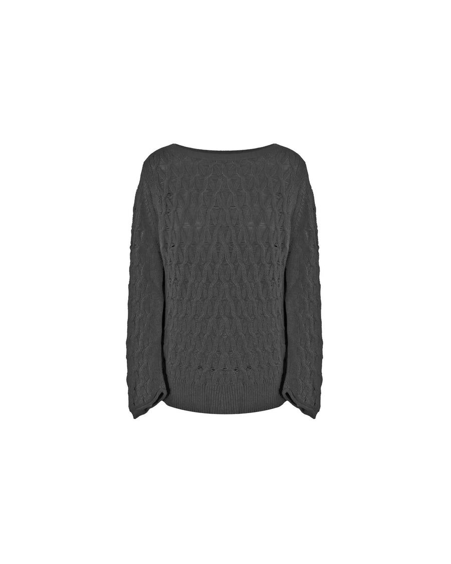 Boat Neck Wool and Cashmere Sweater with Rhombus Patterns M Women