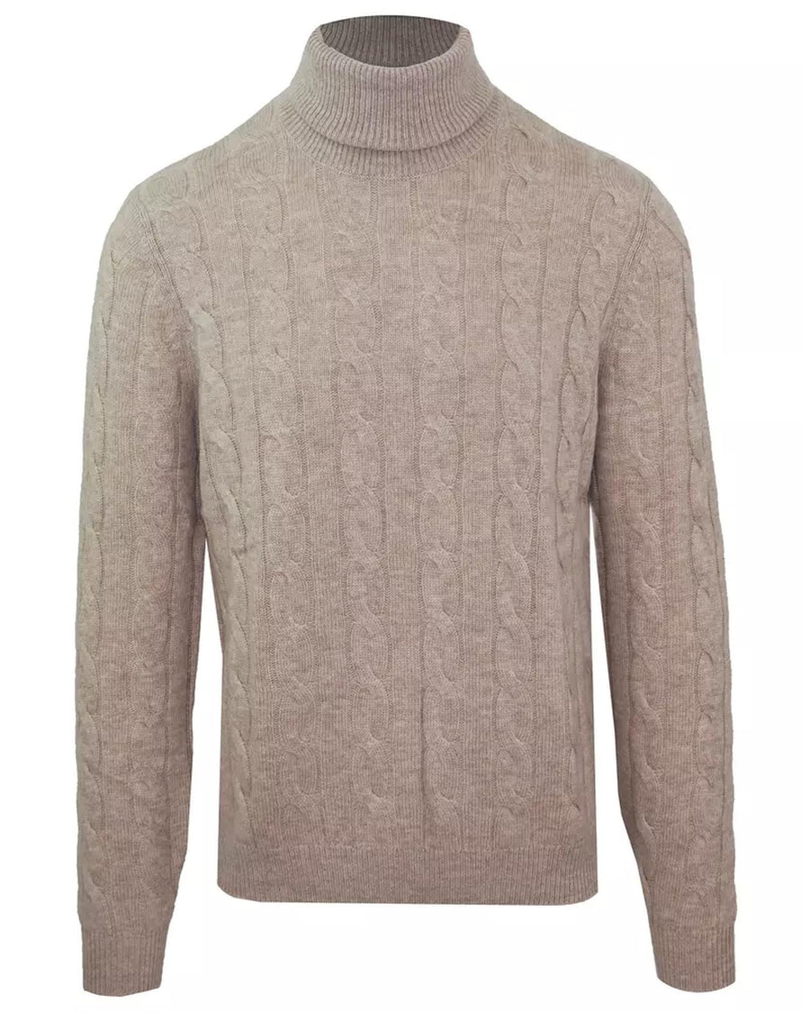 Malo Cable and Ribbed Wool Cashmere Turtleneck XL Men