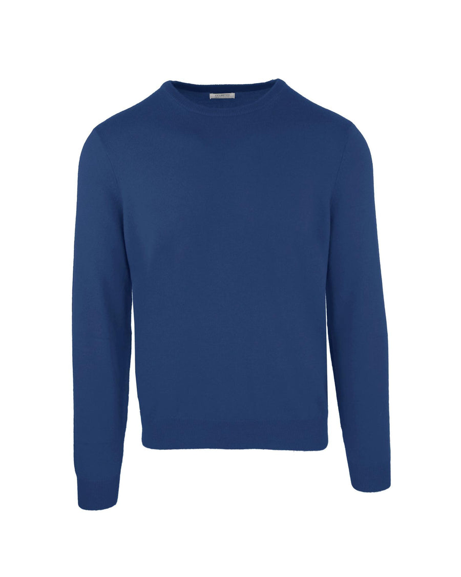 Malo Blue Round Neck Wool and Cashmere Sweater XL Men