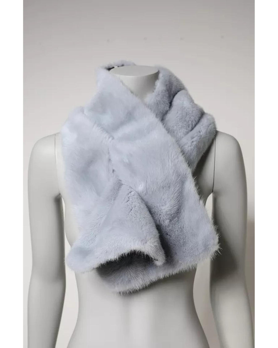 Dolce & Gabbana Women's Powder Blue Mink Fur Neck Warmer Scarf - One Size