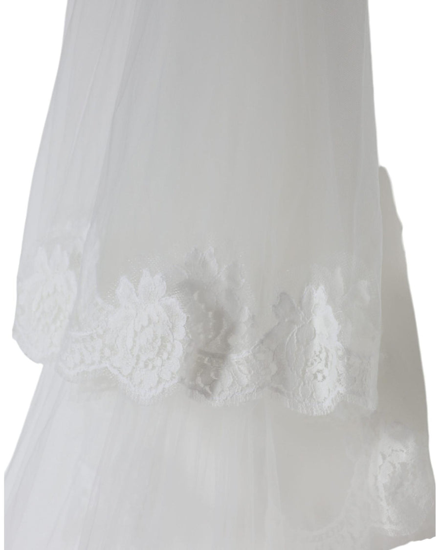 Dolce & Gabbana Women's White Floral Lace Nylon Floor Length Wedding Veil - One Size