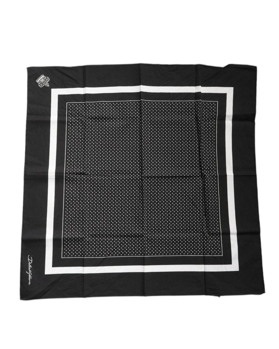Dolce & Gabbana Men's Black Polka Dots Cotton Handkerchief Scarf - One Size