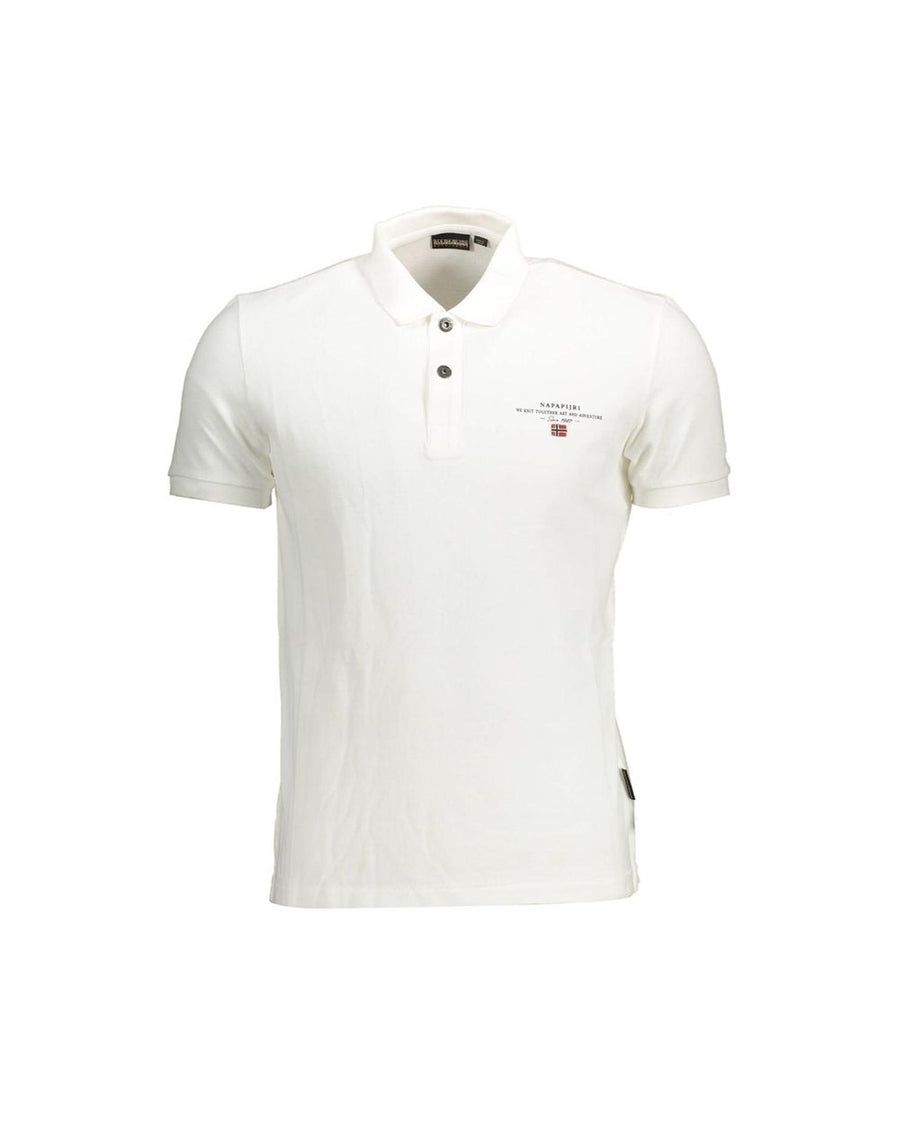 Napapijri Men's White Cotton Polo Shirt - L
