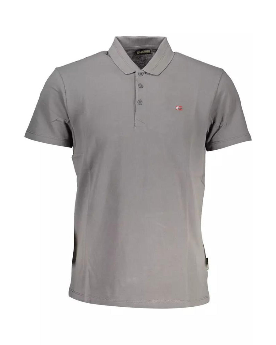 Napapijri Men's Gray Cotton Polo Shirt - XL