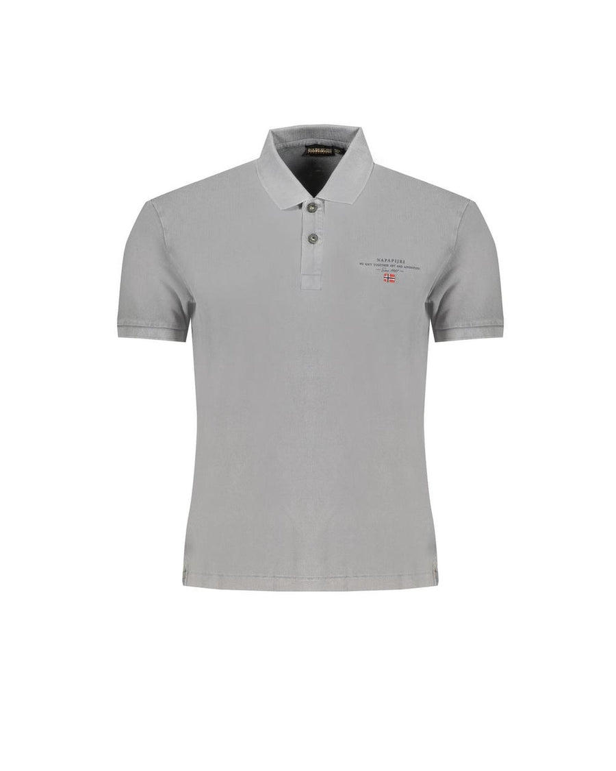 Napapijri Men's Gray Cotton Polo Shirt - S